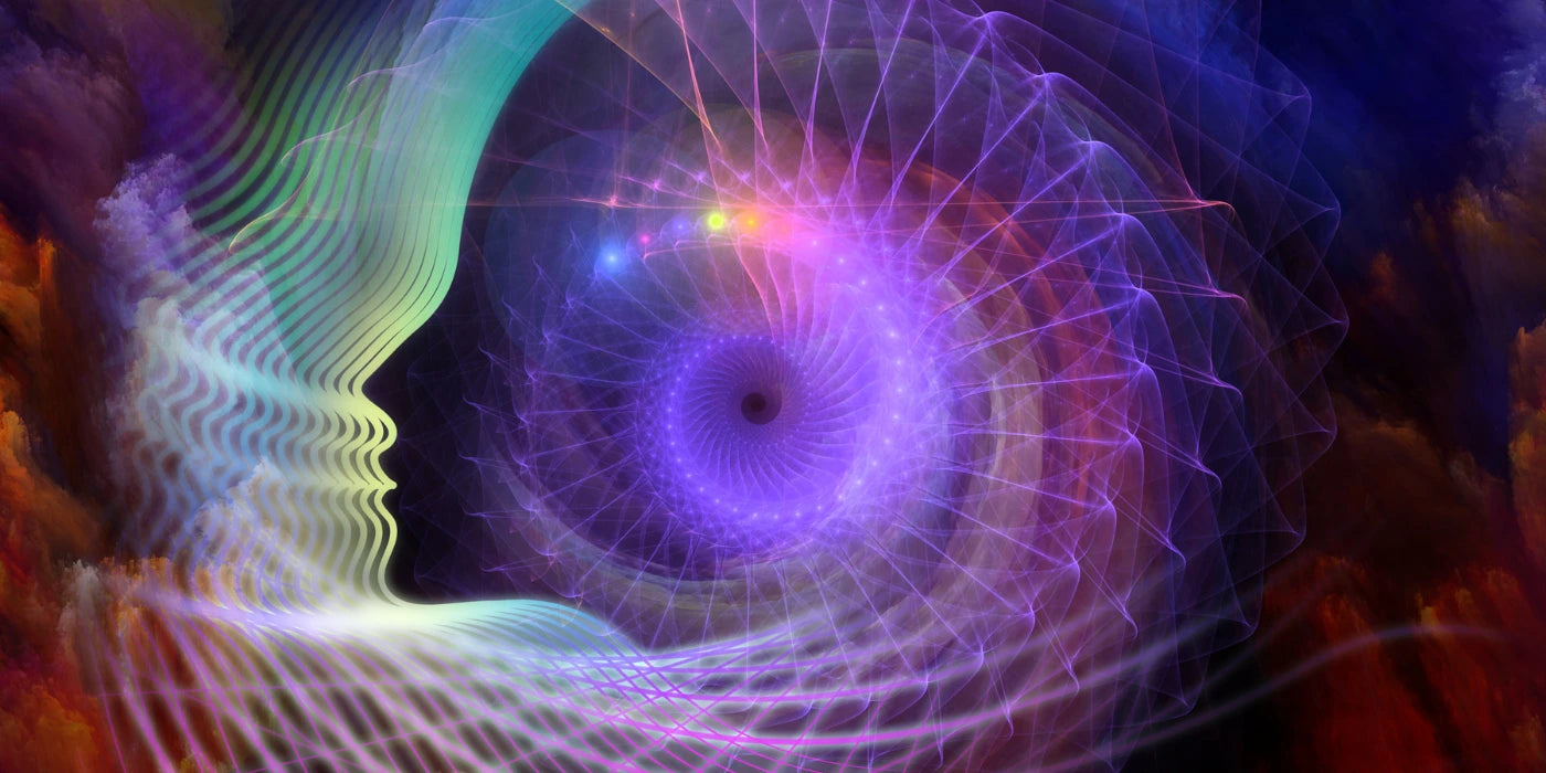 Fondo abstracto morado con espiral de energía