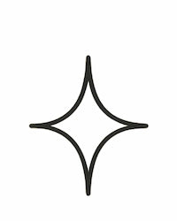 Icono minimalista en forma de estrella de cuatro puntas