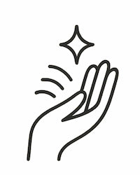 Icono minimalista de una mano con una estrella encima