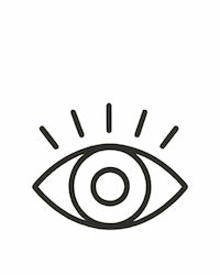 Icono minimalista de un ojo con líneas superiores