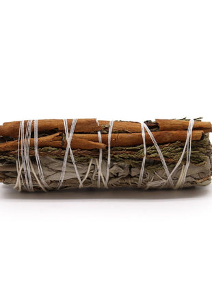 Atado de salvia blanca con cedro y canela de 10 cm sahumerio natural