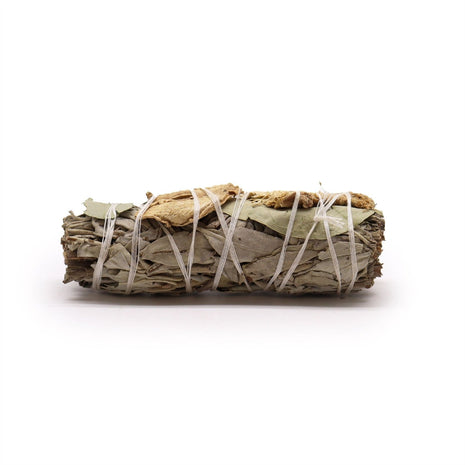 Atado de salvia blanca con eucalipto y jengibre de 10 cm sahumerio natural