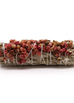 Atado de salvia blanca con semilla de pirul de 10 cm sahumerio natural