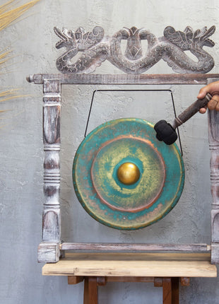 Gong de Meditación Verde con Soporte (35 cm)