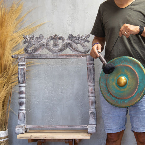 Gong de Meditación Verde con Soporte (35 cm)