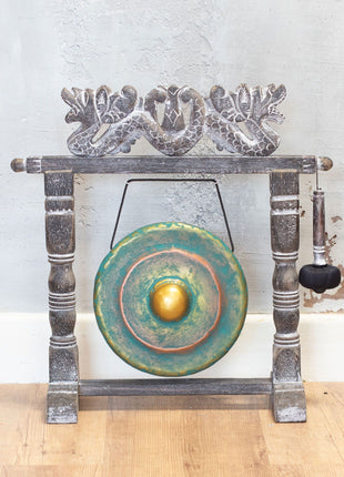 Gong de Meditación Verde con Soporte (25 cm)