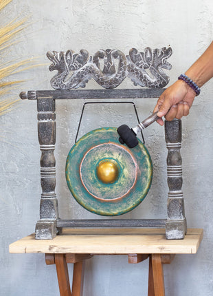 Gong de Meditación Verde con Soporte (25 cm)