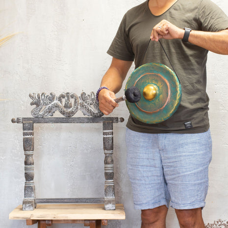 Gong de Meditación Verde con Soporte (25 cm)