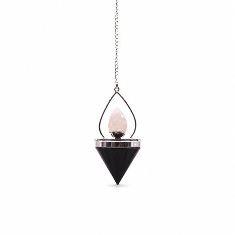 Imagen de Péndulo "Lantern of Life" de Ágata Negra y Cuarzo Rosa - Lectura numerológica en In Your Path
