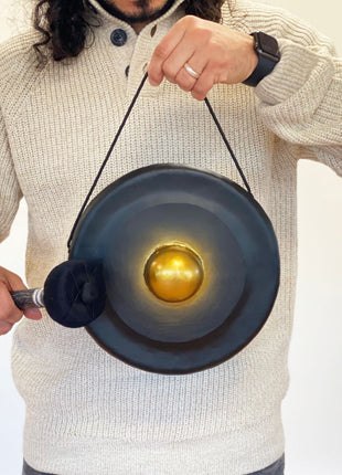 Gong de Meditación Negro con Soporte (25 cm)