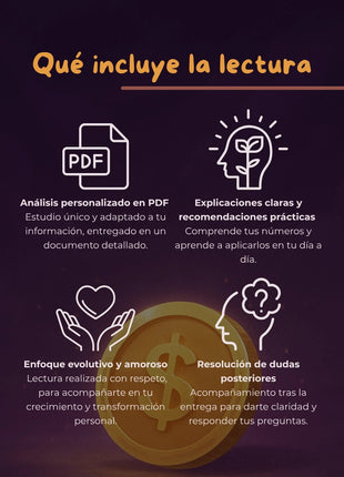 Qué incluye la lectura numerológica Mi relación con el dinero: análisis en PDF y acompañamiento personalizado