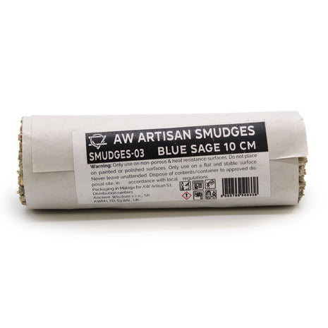 Atado de salvia azul natural de 10 cm con envoltorio protector para limpieza energética y sahumerios