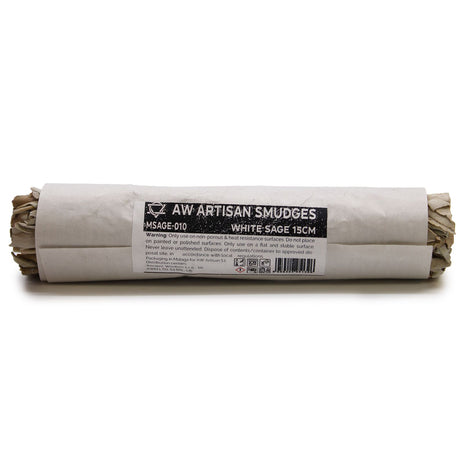 Atado de salvia blanca natural de 15 cm con envoltorio protector para limpieza energética y sahumerios